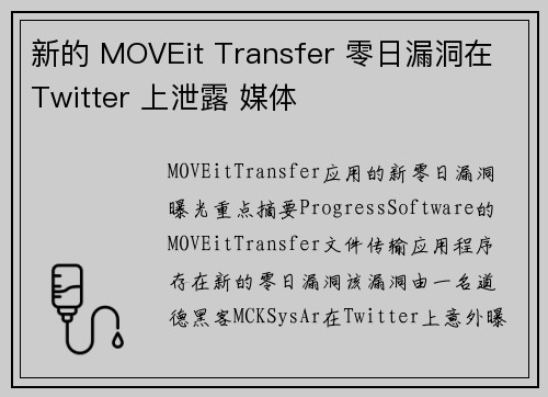 新的 MOVEit Transfer 零日漏洞在 Twitter 上泄露 媒体